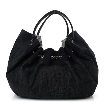 Chanel Denim Stretch Large CC Spirit Cabas Tote Blue 1 of 10
