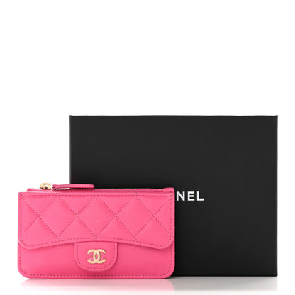 Chanel Caviar Quilted Flap Zip Card Holder Dark Pink 17 of 17