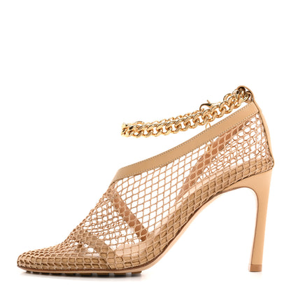 Bottega Veneta Mesh Nappa Chunky Chain Sandals 36 Beige Pony 1 of 9