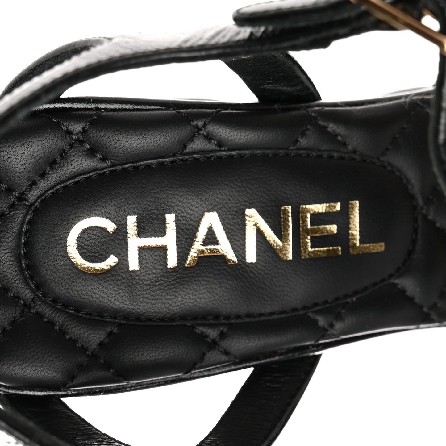 Crumpled Calfskin Quilted Wedge Sandals 37 Black
