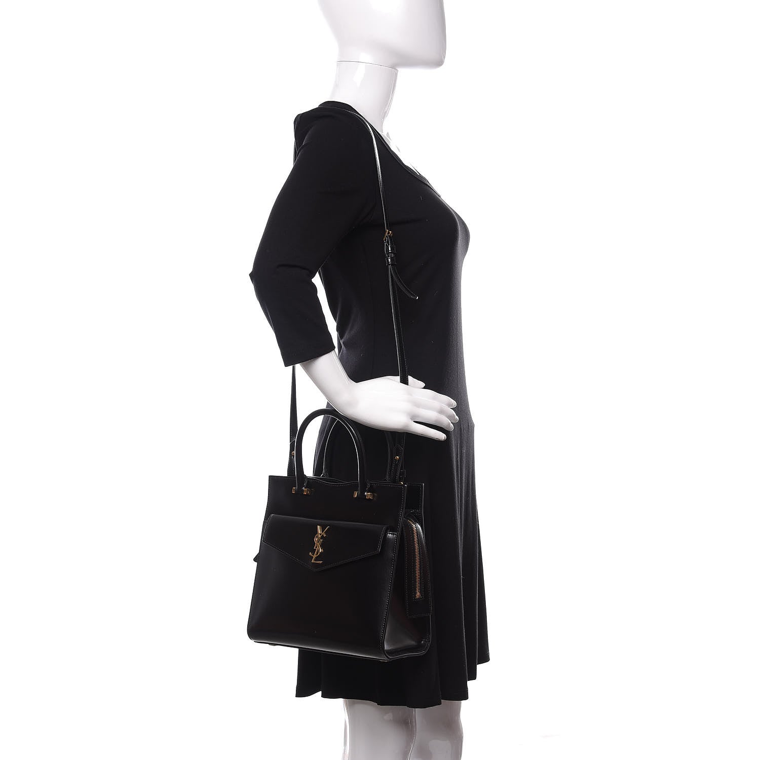 Saint Laurent Grain De Poudre Small Uptown Tote Black 2 of 10