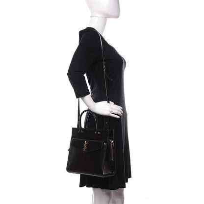 Saint Laurent Grain De Poudre Small Uptown Tote Black 2 of 10