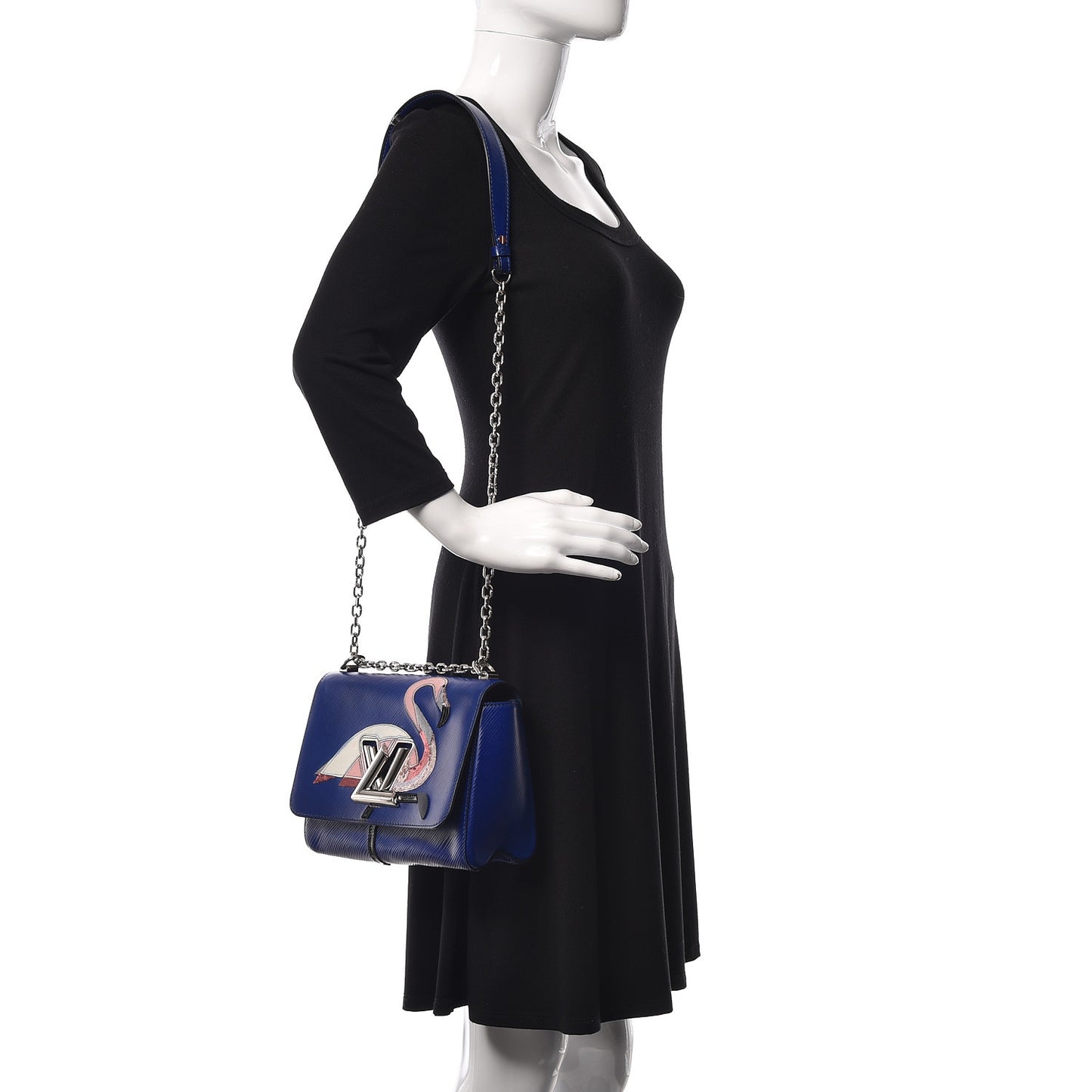Epi Flamingo Twist Shoulder Bag MM Blue