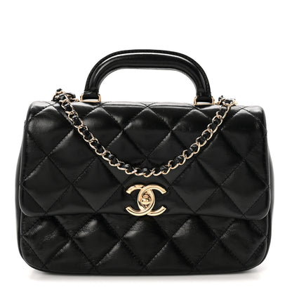 Chanel Shiny Lambskin Quilted Coco Trip Flap Bag Black 1 of 11