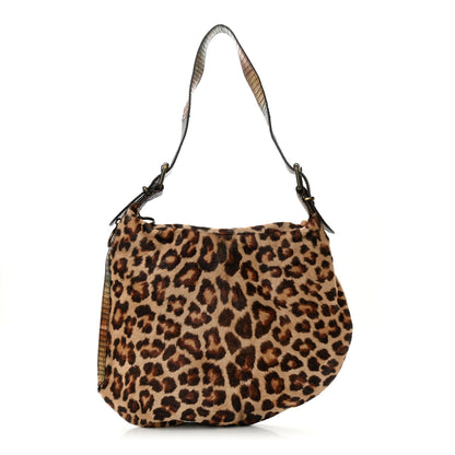 Fendi Zucca Calf Hair Leopard Lizard Oyster Tobacco Beige Multicolor 1 of 11
