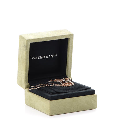 Van Cleef & Arpels 18K Rose Gold Diamond Black Onyx Vintage Alhambra Pendant Necklace 9 of 9
