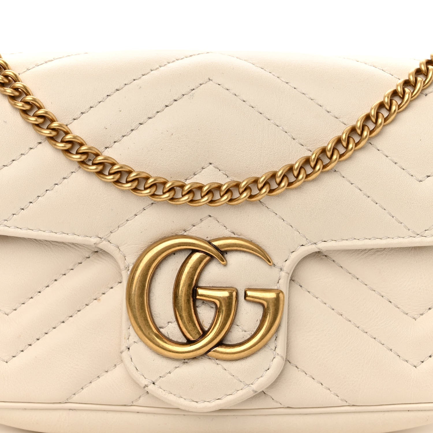 Gucci Calfskin Matelasse Super Mini GG Marmont Shoulder Bag White 7 of 9