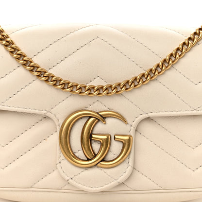 Gucci Calfskin Matelasse Super Mini GG Marmont Shoulder Bag White 7 of 9