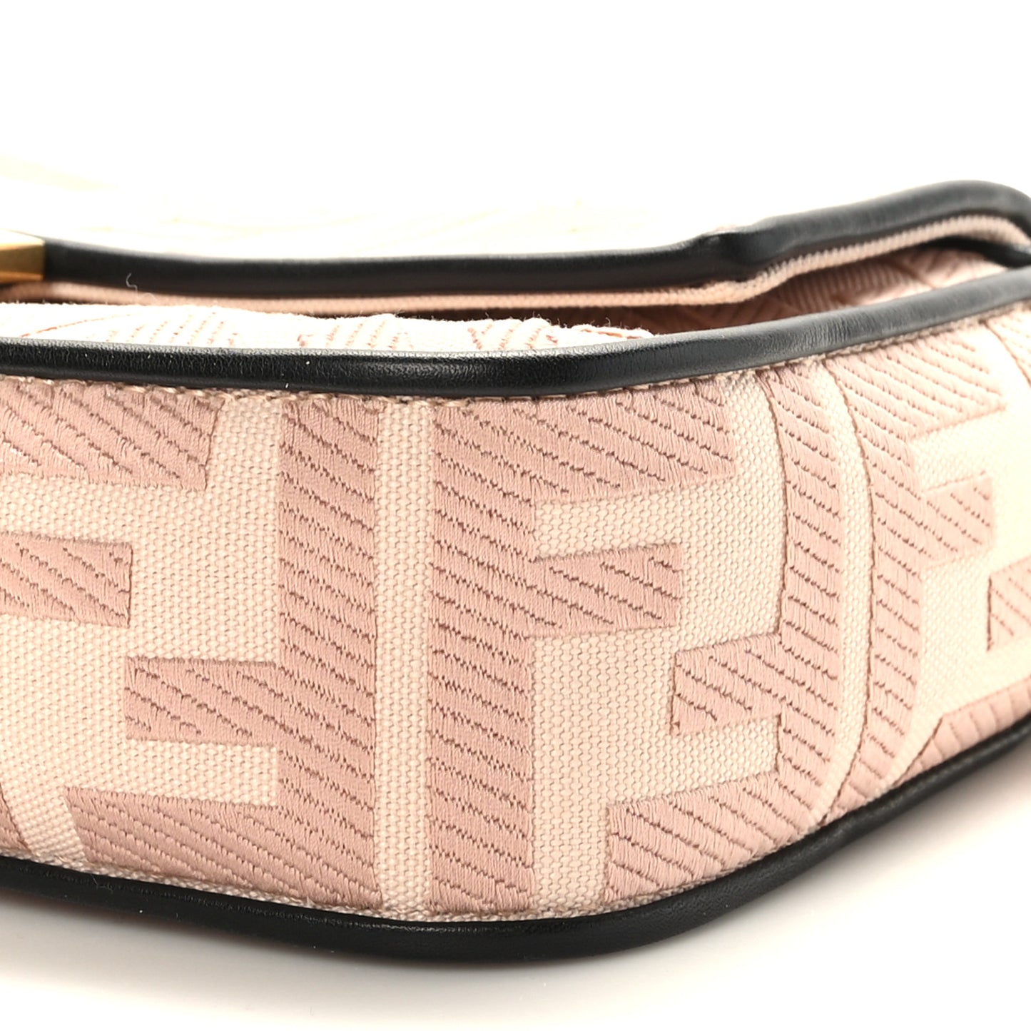 Canvas Vitello King FF Embroidered Baguette Rosa Quarzo Black