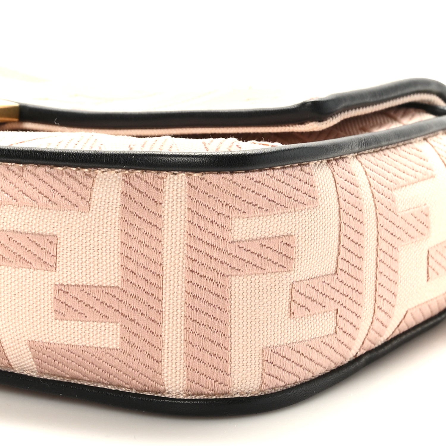 Fendi Canvas Vitello King FF Embroidered Baguette Rosa Quarzo Black 8 of 8