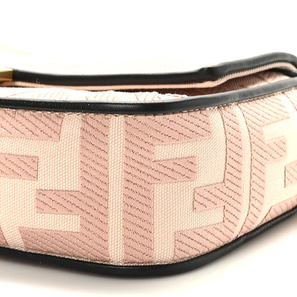 Fendi Canvas Vitello King FF Embroidered Baguette Rosa Quarzo Black 8 of 8