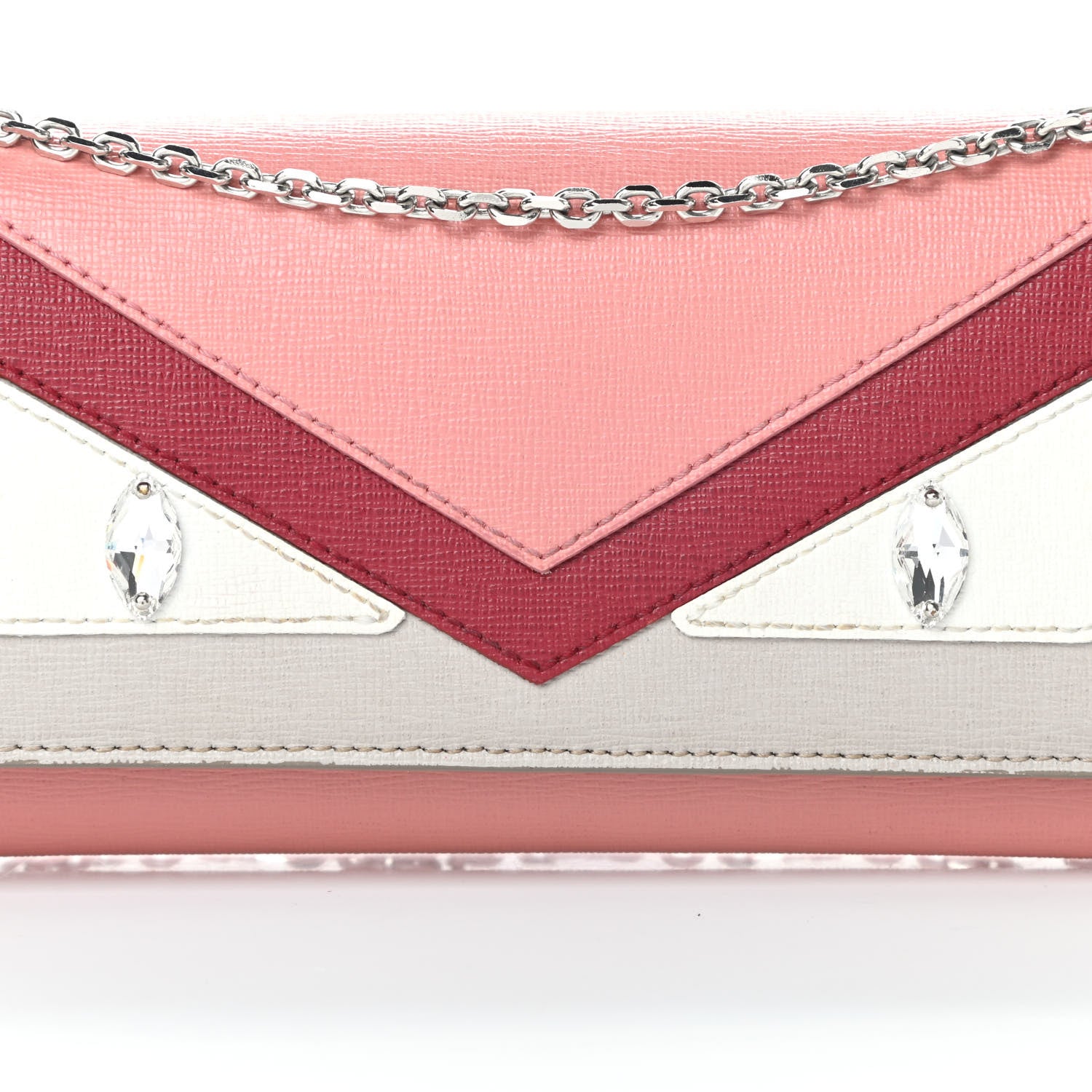 Fendi Vitello Elite Crystal Eye Monster Continental Wallet on Chain Grigio Polvere Ribes Multicolor 8 of 13