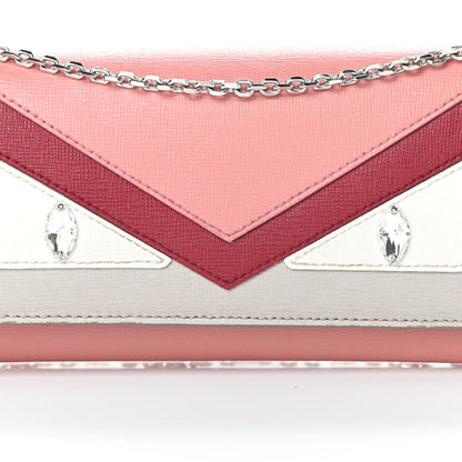 Fendi Vitello Elite Crystal Eye Monster Continental Wallet on Chain Grigio Polvere Ribes Multicolor 8 of 13