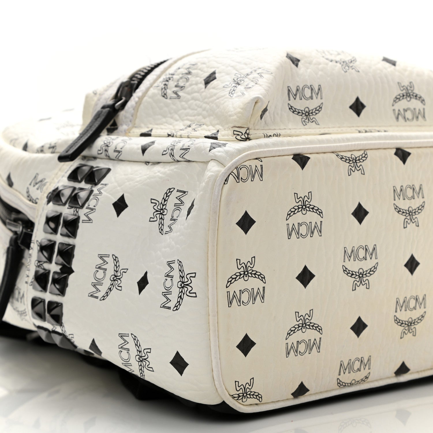 MCM Visetos Small Side Stud Stark Backpack White 11 of 14