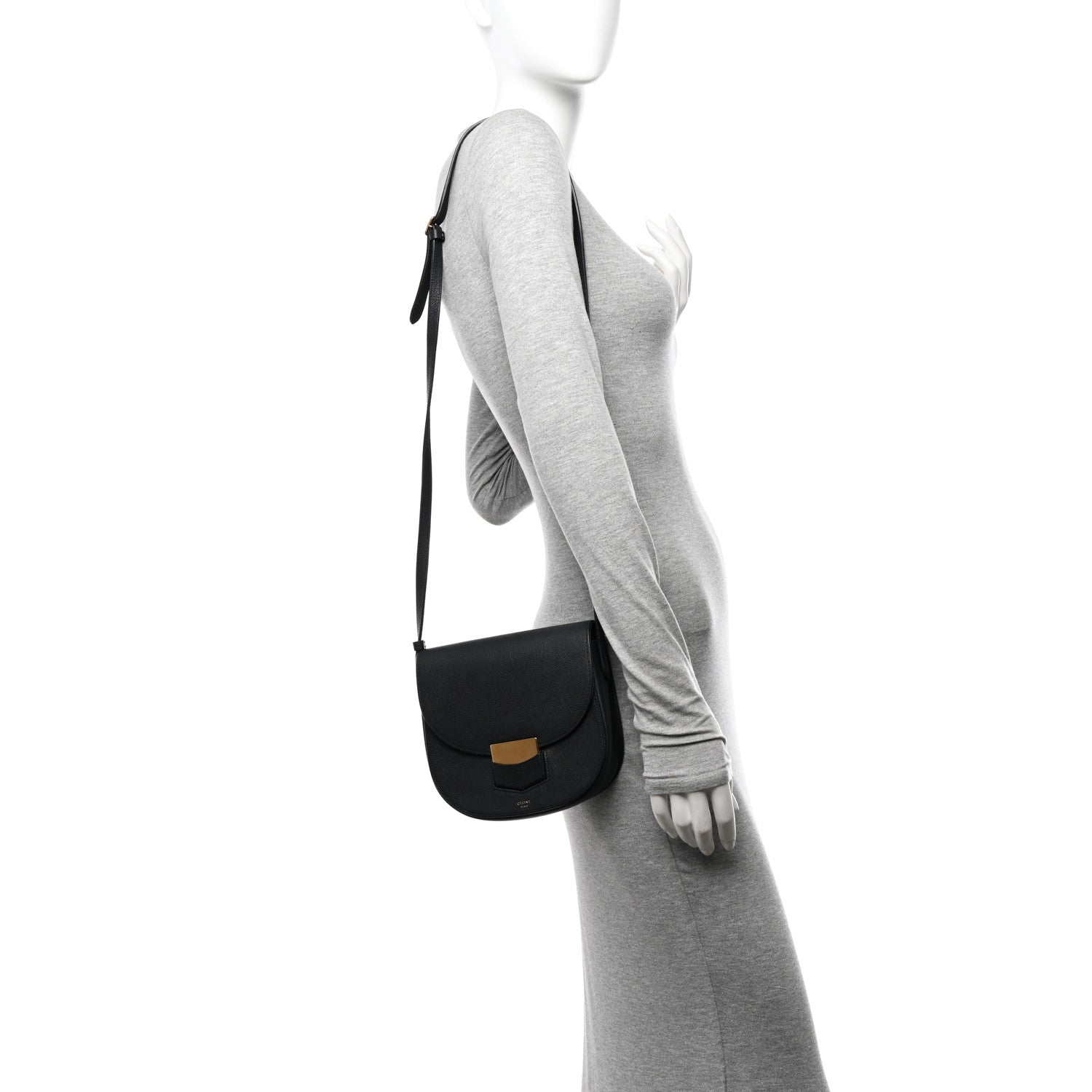 Celine Grained Calfskin Small Trotteur Black 2 of 20