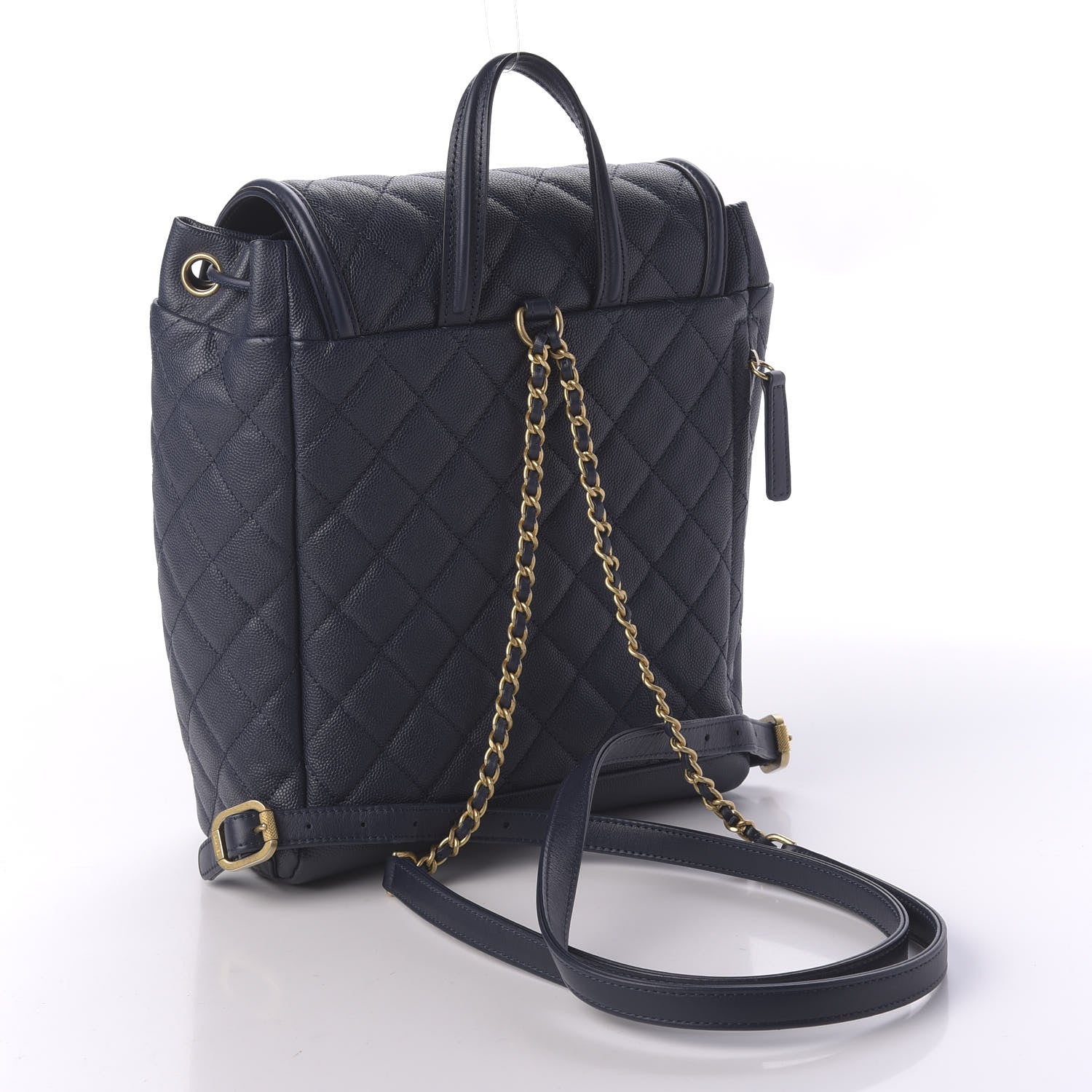 Chanel Caviar Quilted Filigree Backpack Navy 2 of 10