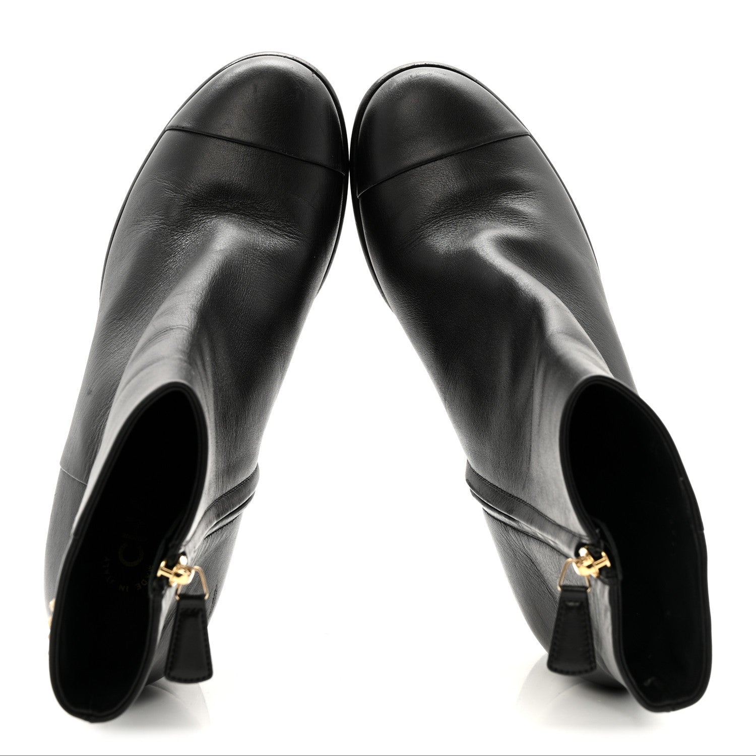Chanel Calfskin CC Ankle Boots 38.5 Black 3 of 26