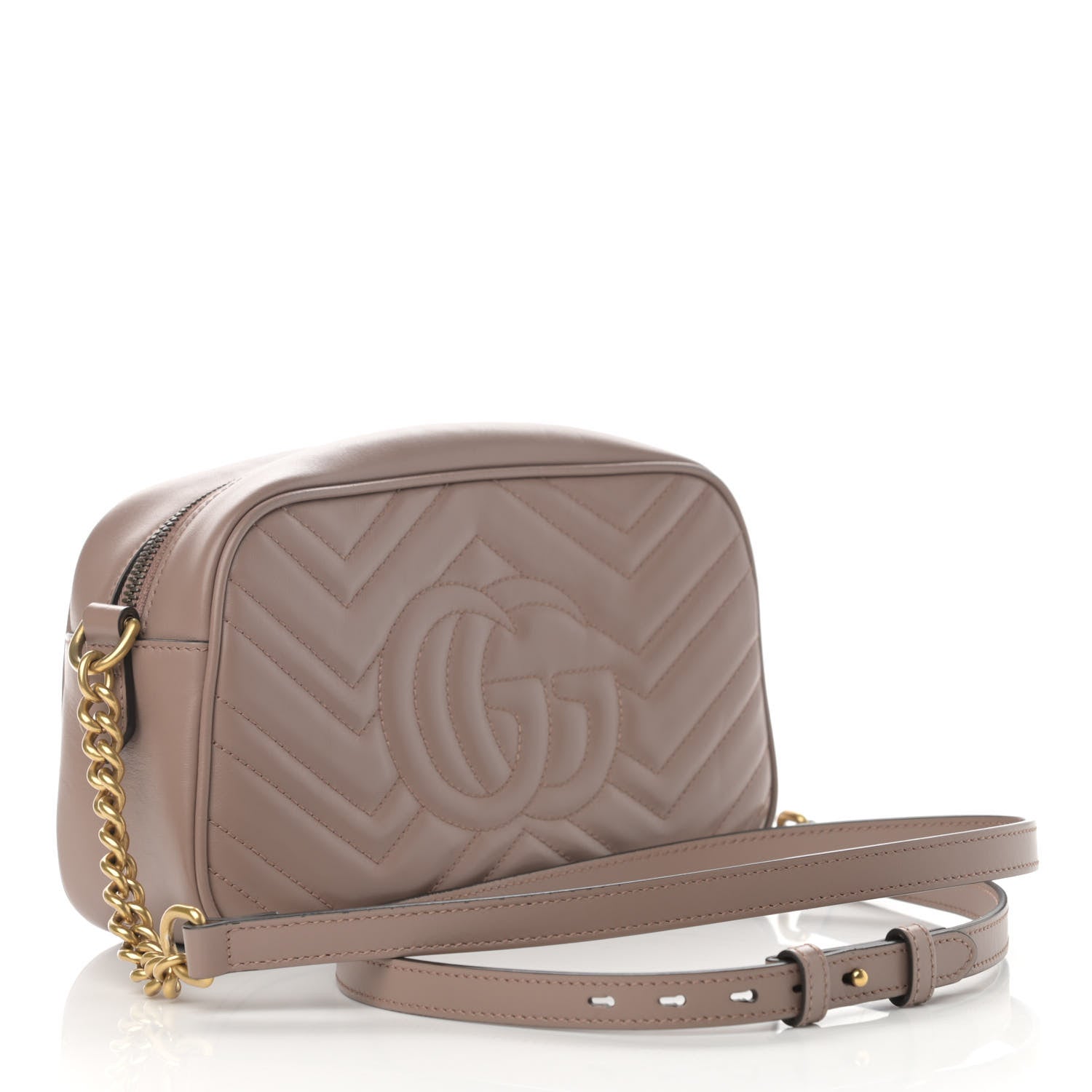 Gucci Calfskin Matelasse Small GG Marmont Chain Shoulder Bag Porcelain Rose 3 of 13