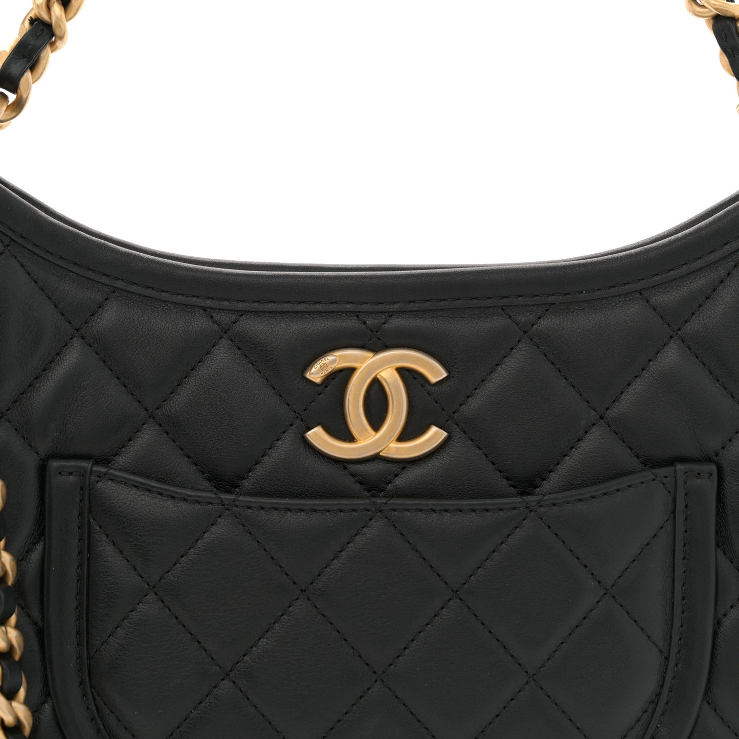Calfskin Quilted Hobo Handbag Black