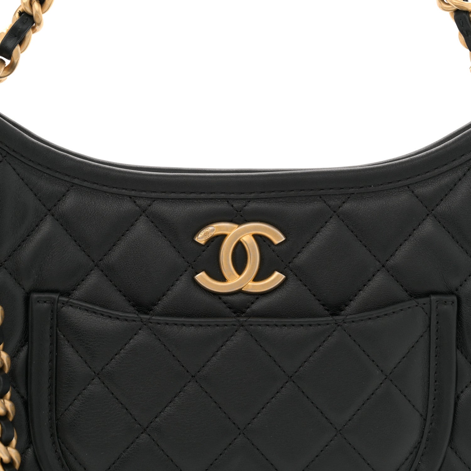 Chanel Calfskin Quilted Hobo Handbag Black 8 of 11