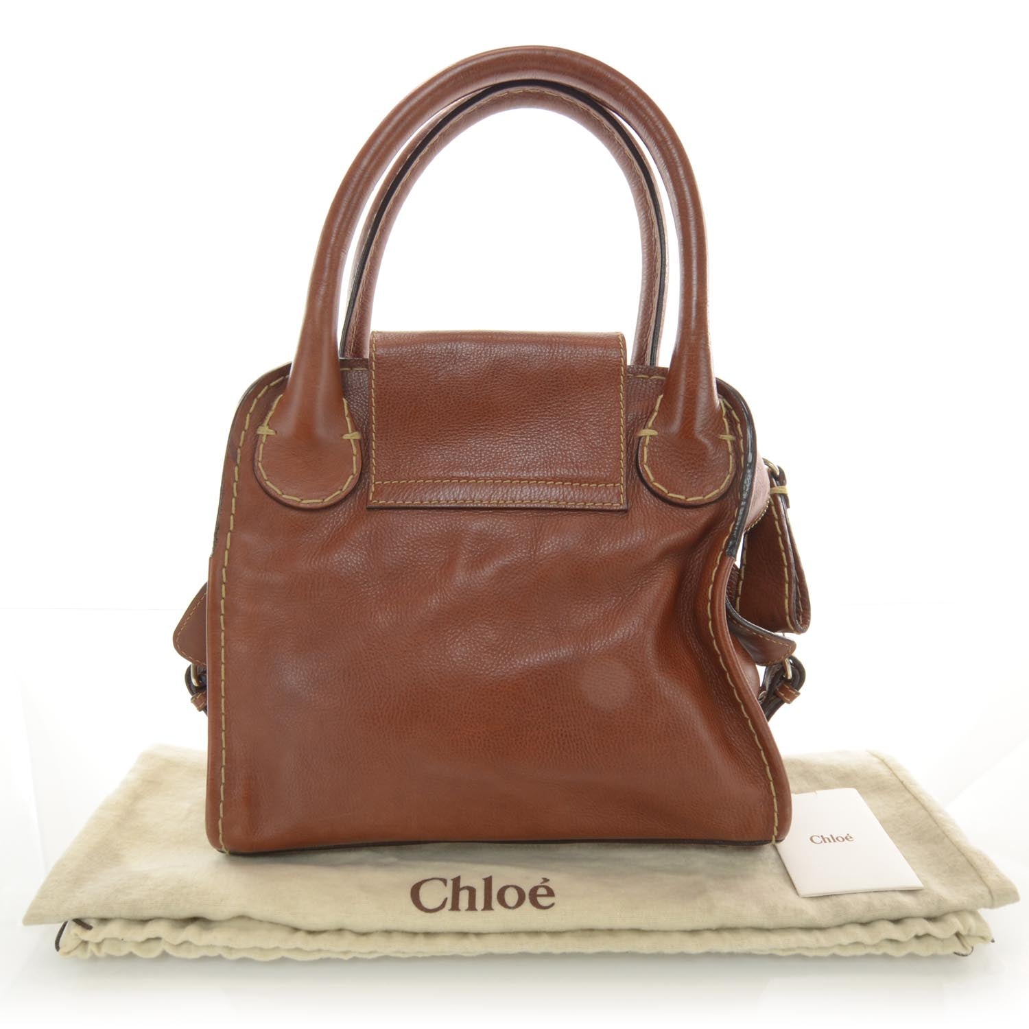 Chloe Leather Edith Satchel Brown 3 of 6