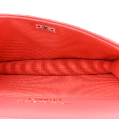 Chanel Shiny Lambskin Quilted Card Holder On Chain Pink 5 of 11