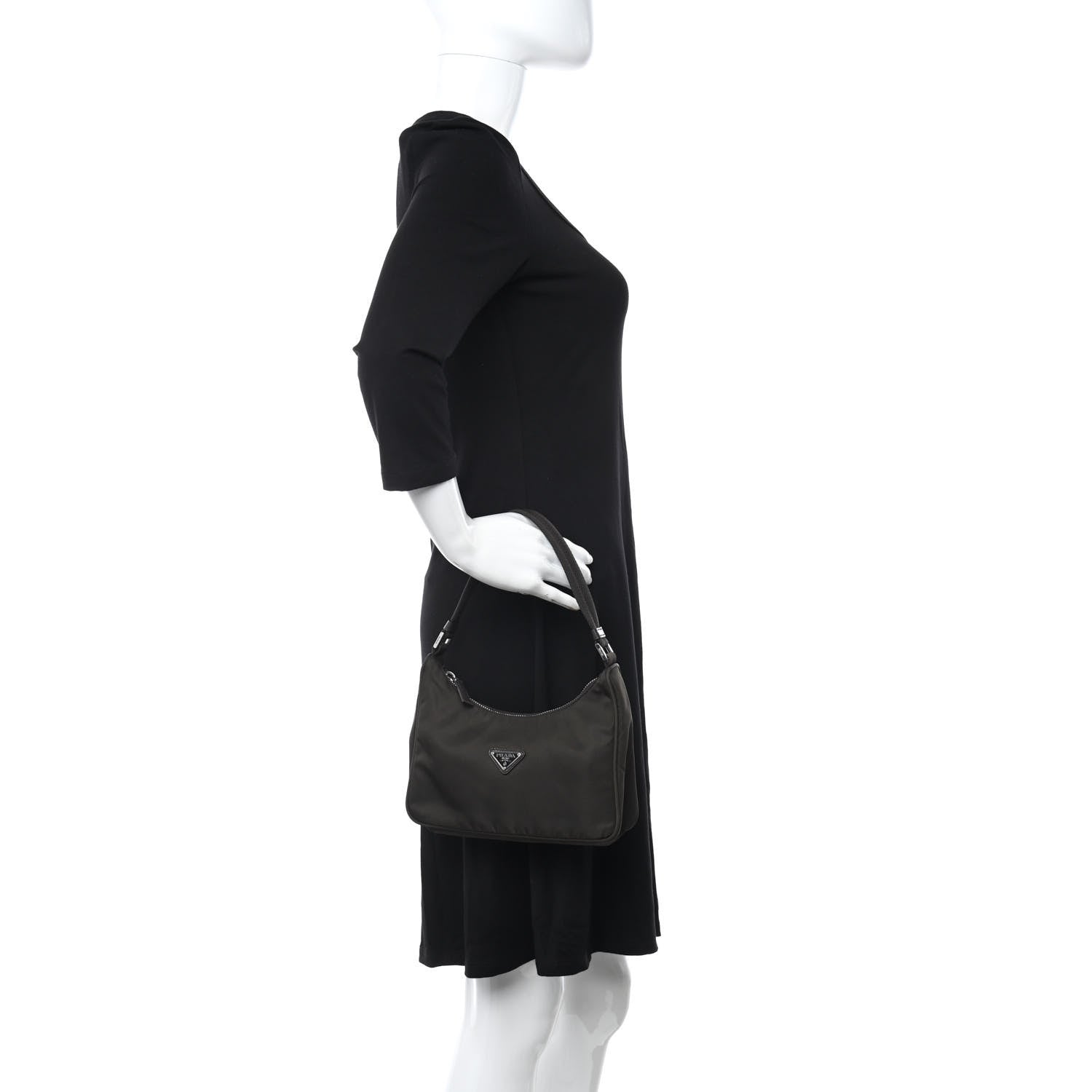 Prada Tessuto Nylon Saffiano Shoulder Bag Ebano 2 of 8