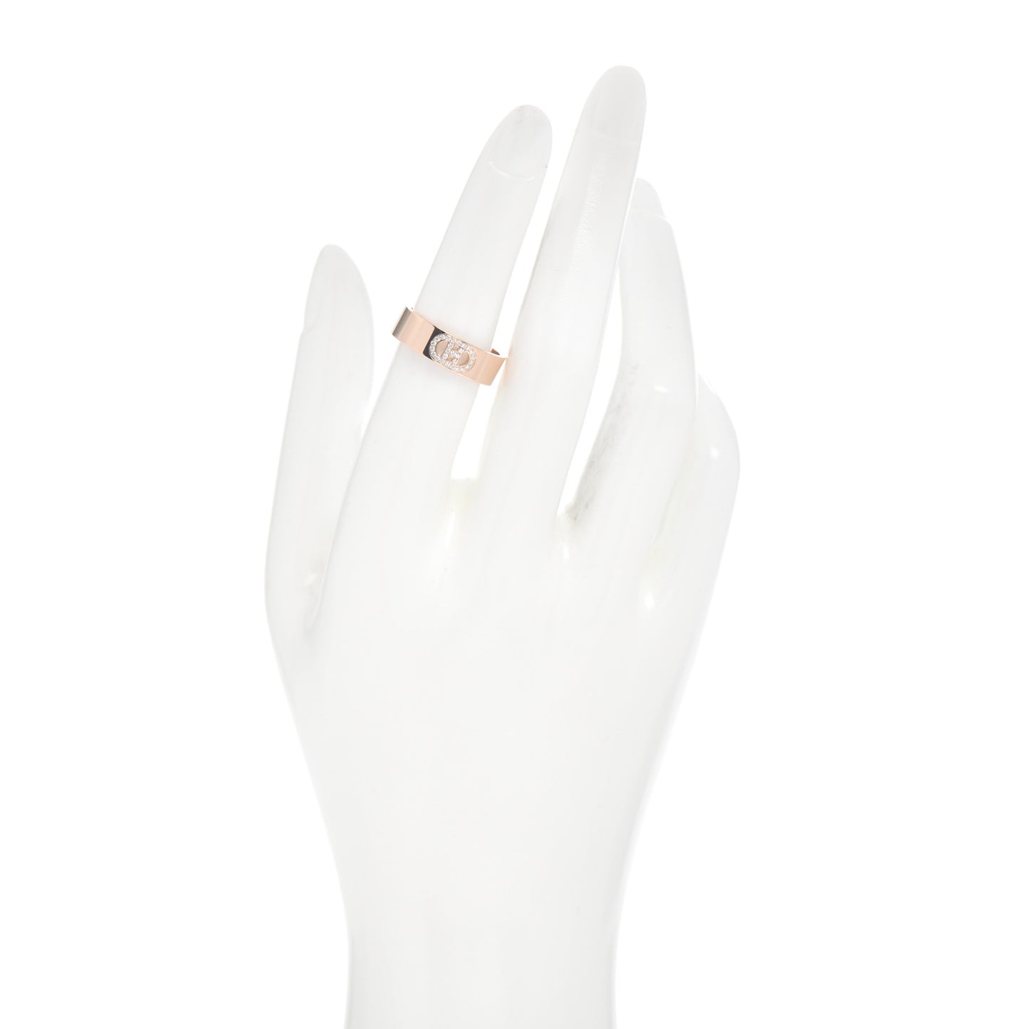 18K Rose Gold Diamond PM H D'Ancre Ring 53 6.5