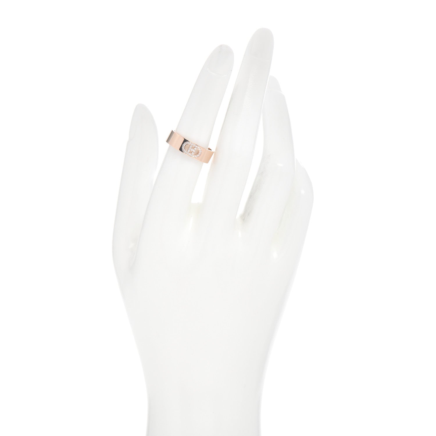 Hermes 18K Rose Gold Diamond PM H D'Ancre Ring 53 6.5 2 of 5
