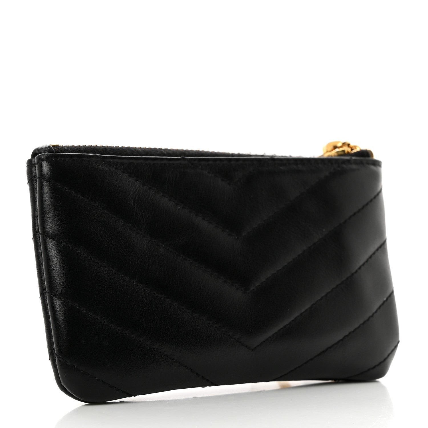 Saint Laurent Calfskin Matelasse Monogram Key Pouch Black 2 of 7