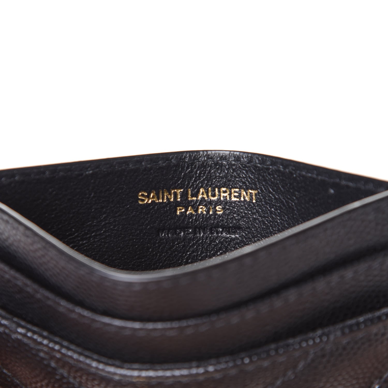 Saint Laurent Grain De Poudre Matelasse Chevron Monogram Credit Card Case Black 6 of 7