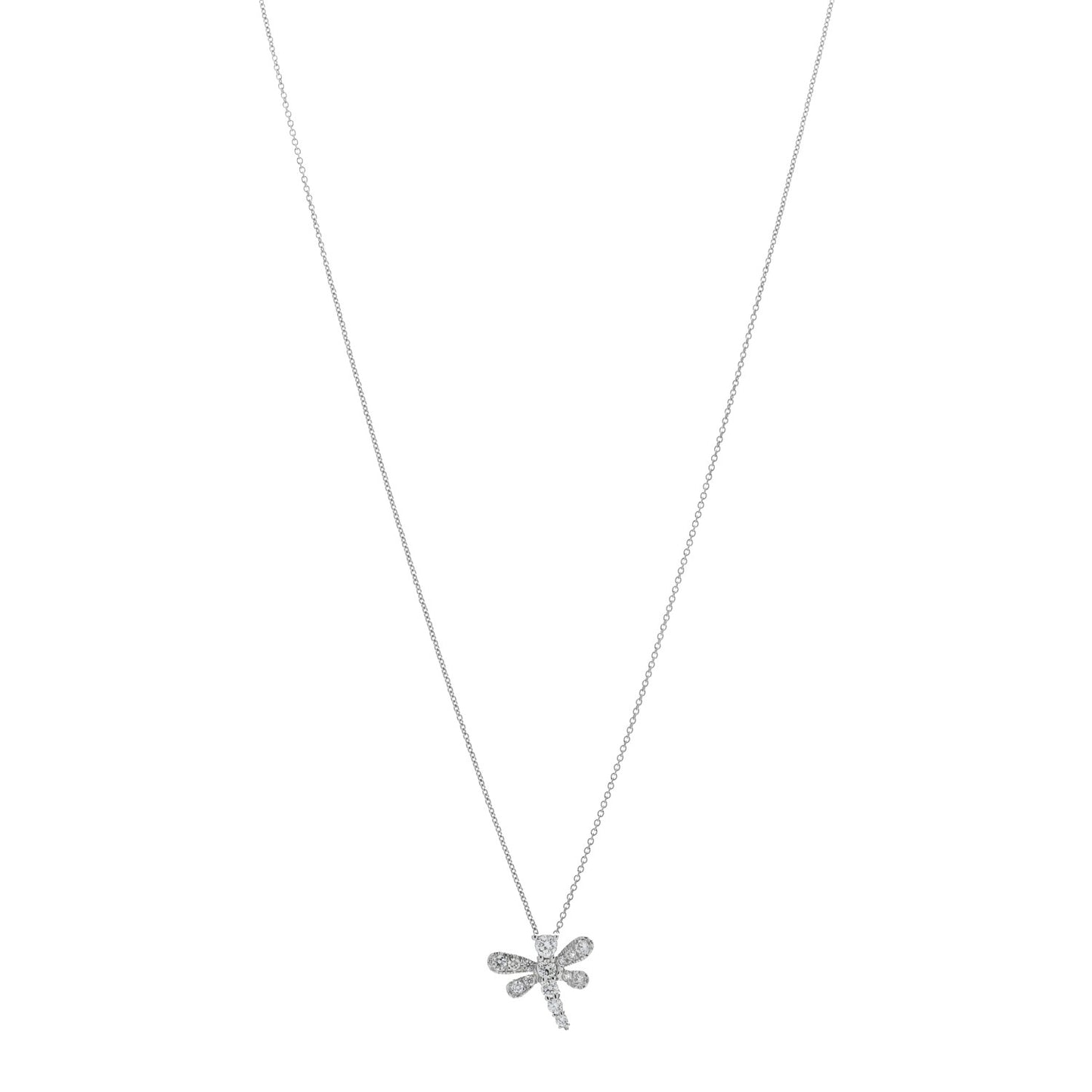 ROBERTO COIN 18K White Gold Diamond Tiny Treasures Dragonfly Pendant Necklace
