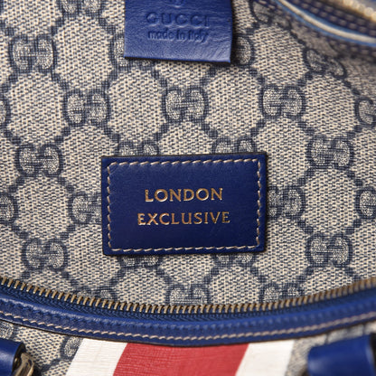 Gucci GG Plus Monogram Sloaney Union Jack British Flag Medium Boston Blue 7 of 13