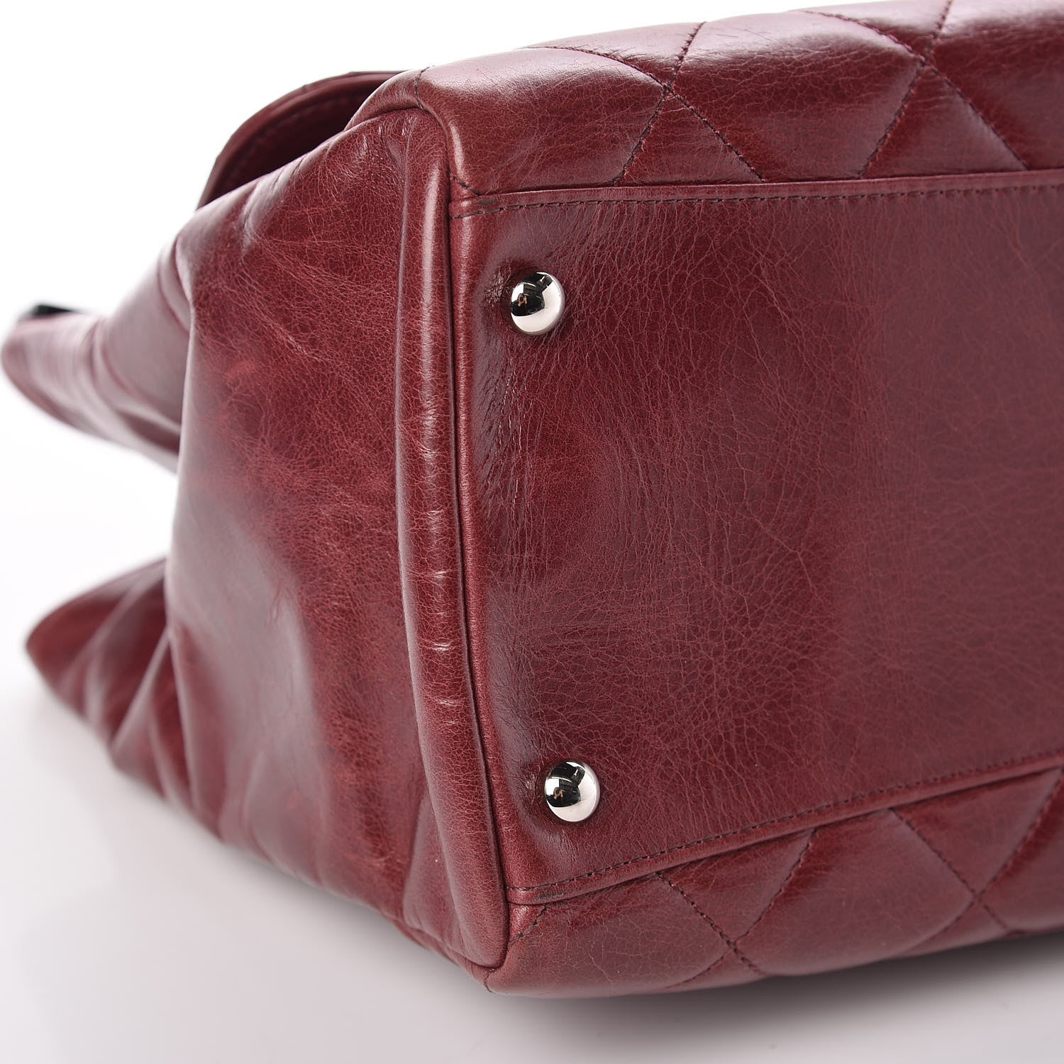 Chanel Glazed Calfskin Quilted Small CC Delivery Tote Burgundy 8 of 10