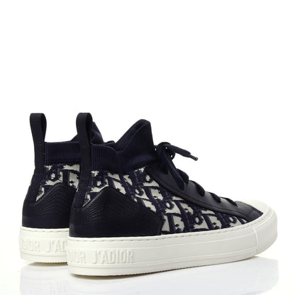 Christian Dior Technical Knit Calfskin Oblique Womens Walk'n Dior Mid Top Sneakers 38 Deep Blue 4 of 11