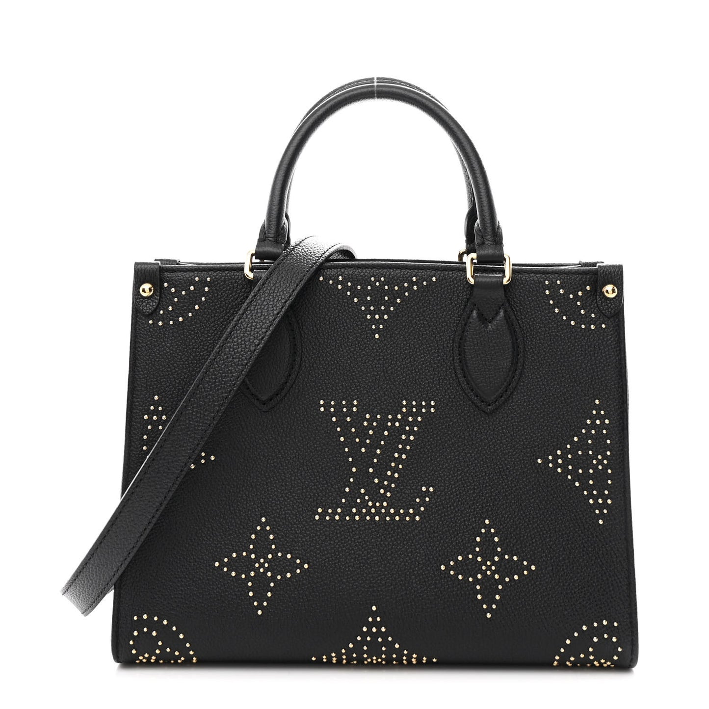 Grained Calfskin Studded Monogram Giant Onthego PM Black