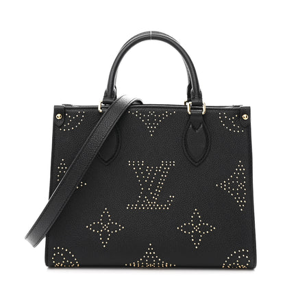 Louis Vuitton Grained Calfskin Studded Monogram Giant Onthego PM Black 1 of 10