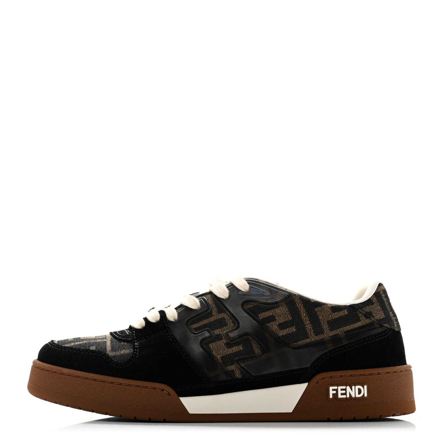 Fendi Suede Calfskin Zucca Fendi Match Low Top Sneakers 40 Tobacco Black 1 of 11