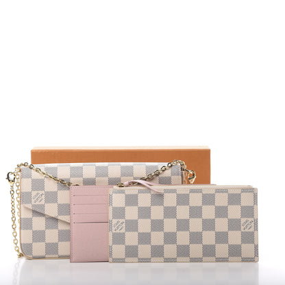 Louis Vuitton Damier Azur Pochette Felicie Chain Wallet Rose Ballerine 13 of 13