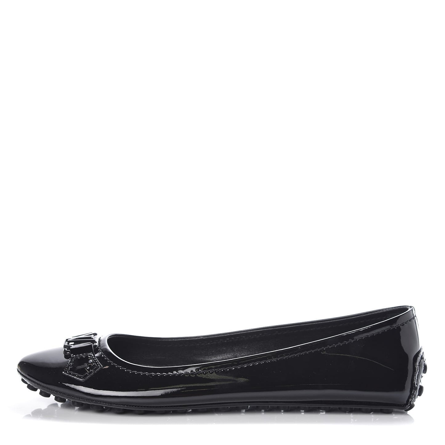 Patent Calfskin Oxford Ballerina Flats 41 Black