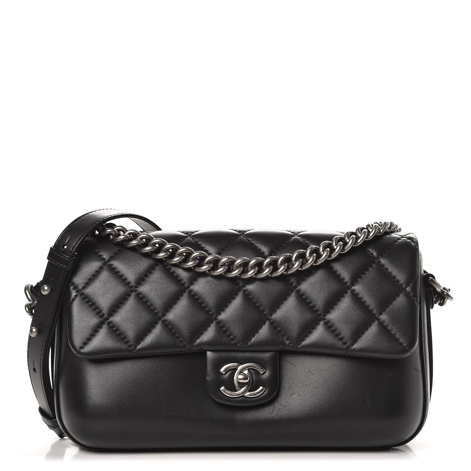 Chanel Calfskin Quilted Large Rock My Shoulder Flap Black 1 of 9
