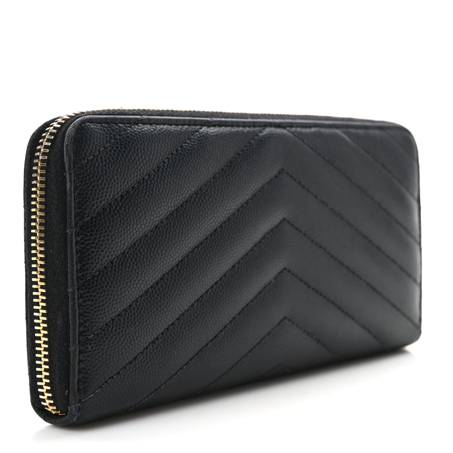 Grain De Poudre Matelasse Chevron Monogram Zip Around Wallet Black
