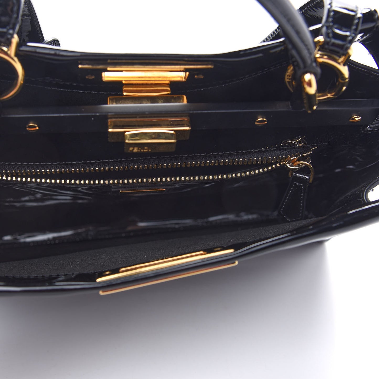 Patent Medium Peekaboo Iconic Defender Satchel Black