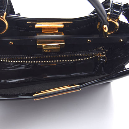 Fendi Patent Medium Peekaboo Iconic Defender Satchel Black 5 of 9