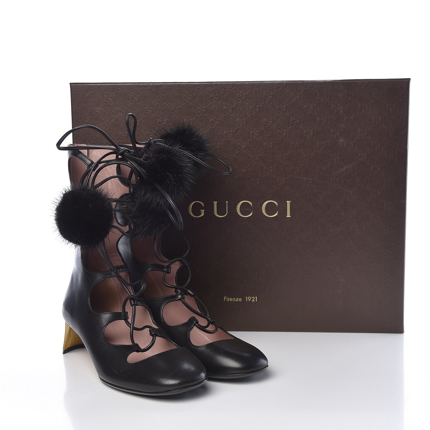 Gucci Calfskin Heloise Lace Up Ankle Boots 37 Black 11 of 11