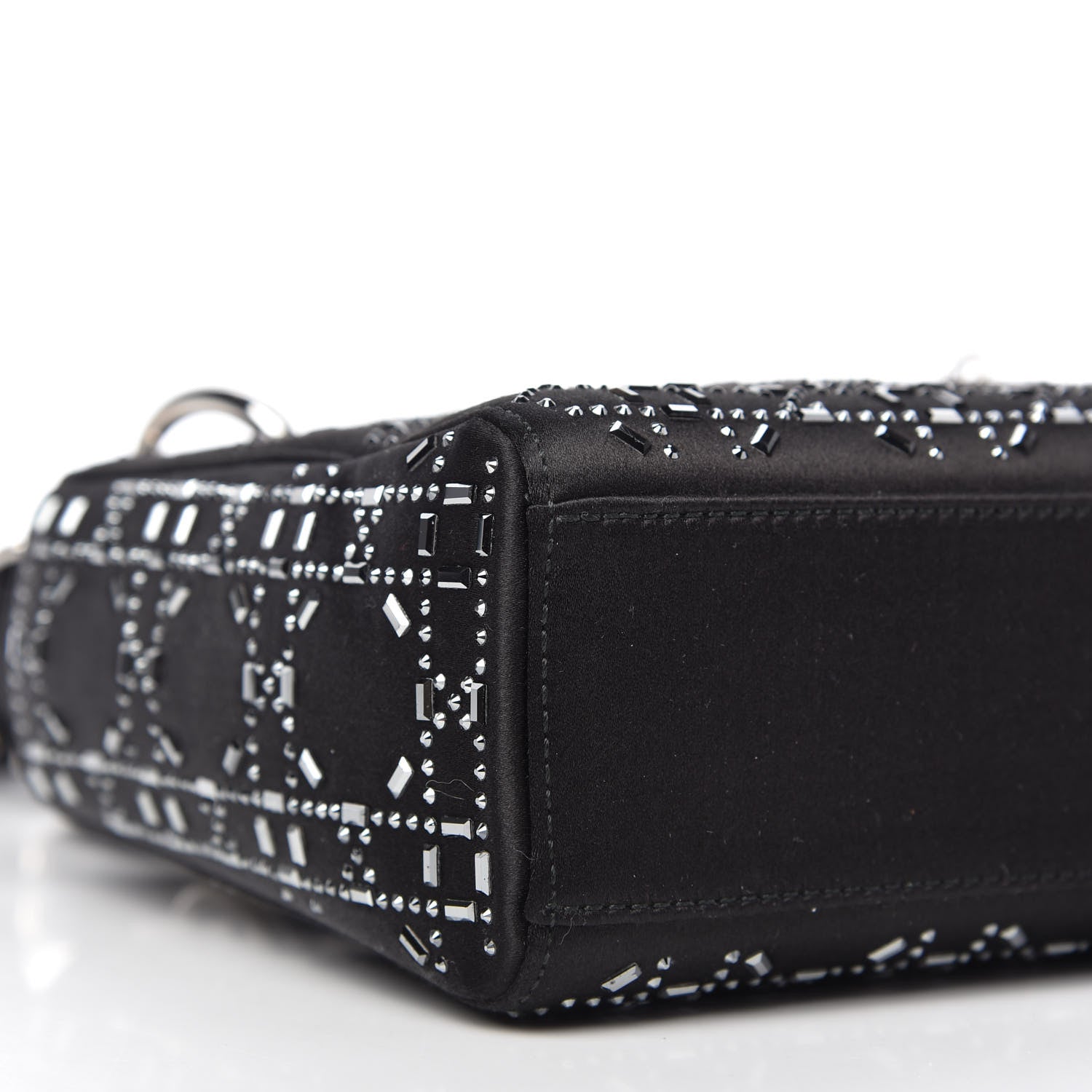Christian Dior Satin Crystal Cannage Mini Lady Dior Black 6 of 9