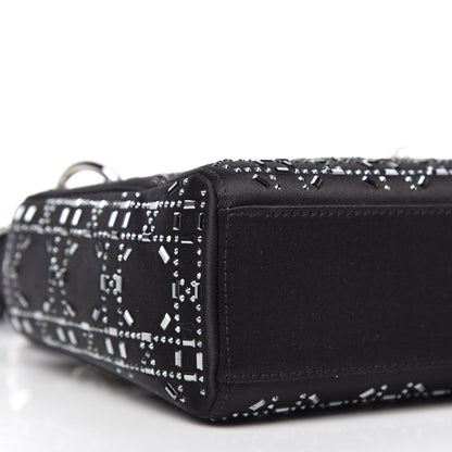 Christian Dior Satin Crystal Cannage Mini Lady Dior Black 6 of 9