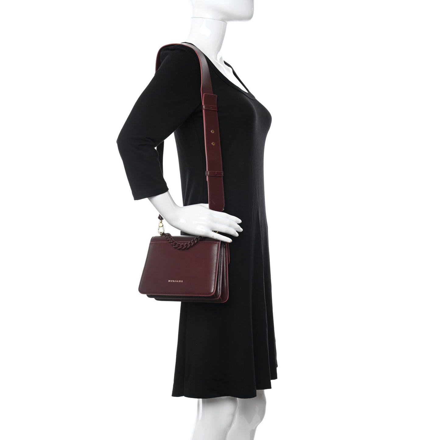 Nappa Monochrome Serpenti Forever Maxi Chain Crossbody Bag Dark Red