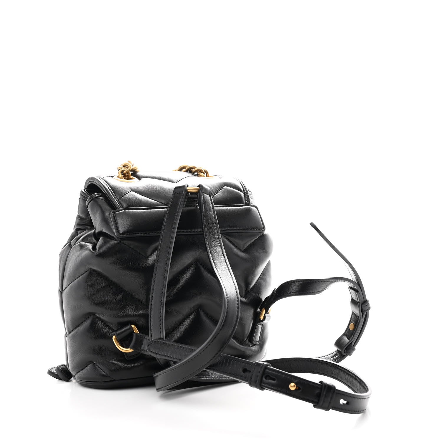 chevron leather backpack Gucci Nappa Chevron Matelasse GG Marmont Backpack Black