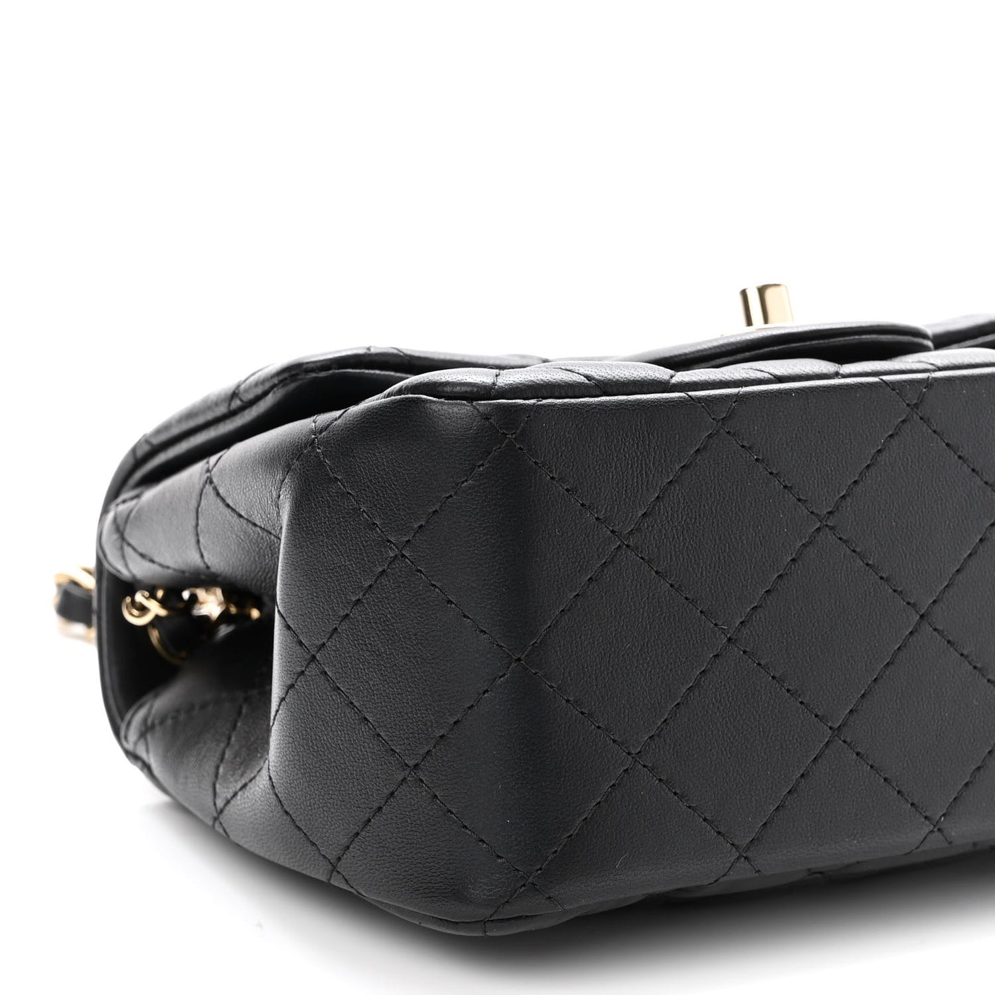 Lambskin Quilted Mini Square Flap Black
